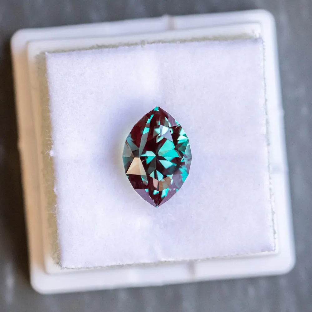 2.47CT LAB GROWN ALEXANDRITE, SPECIALITY MARQUISE CUT, COLOR SHIFTING TEAL TO PURPLE, 10.2X7.1MM