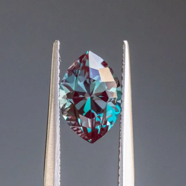 2.47CT LAB GROWN ALEXANDRITE, SPECIALITY MARQUISE CUT, COLOR SHIFTING TEAL TO PURPLE, 10.2X7.1MM