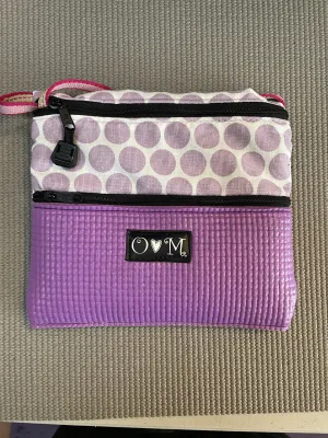 3 Zip Bag Purple- Dots print Fabric