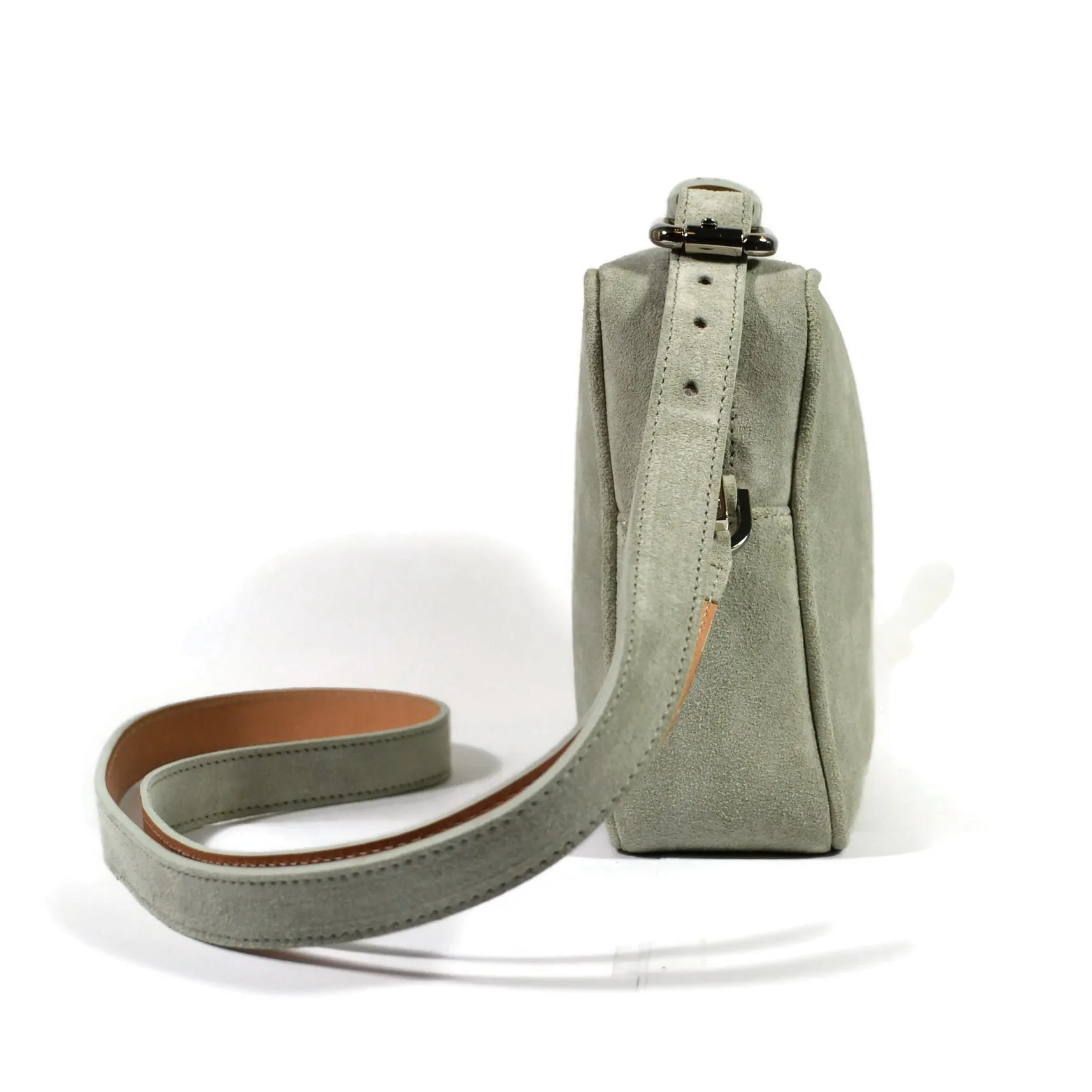 A & Furst - Medium Crossbody - Handbag, Everest Green Color Suede Leather