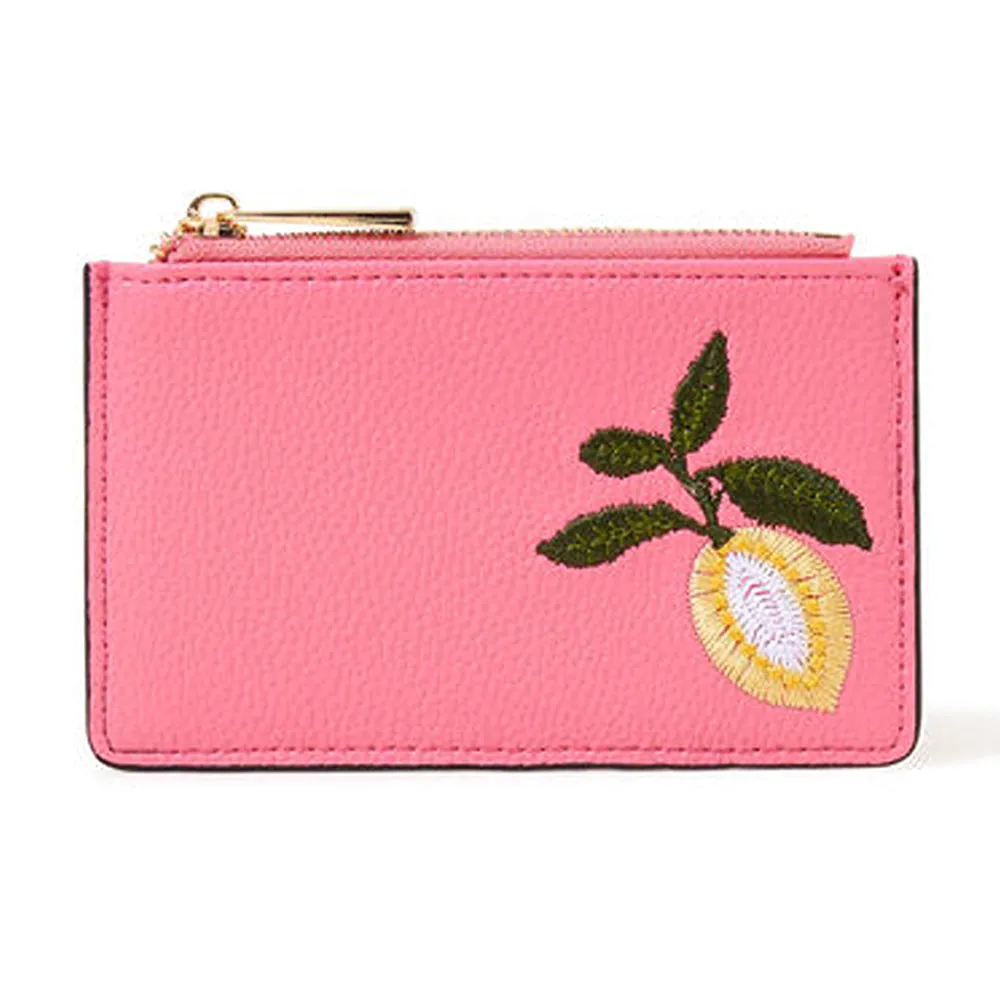 Accessorize London Pink Embroidered Fruit Cardholder