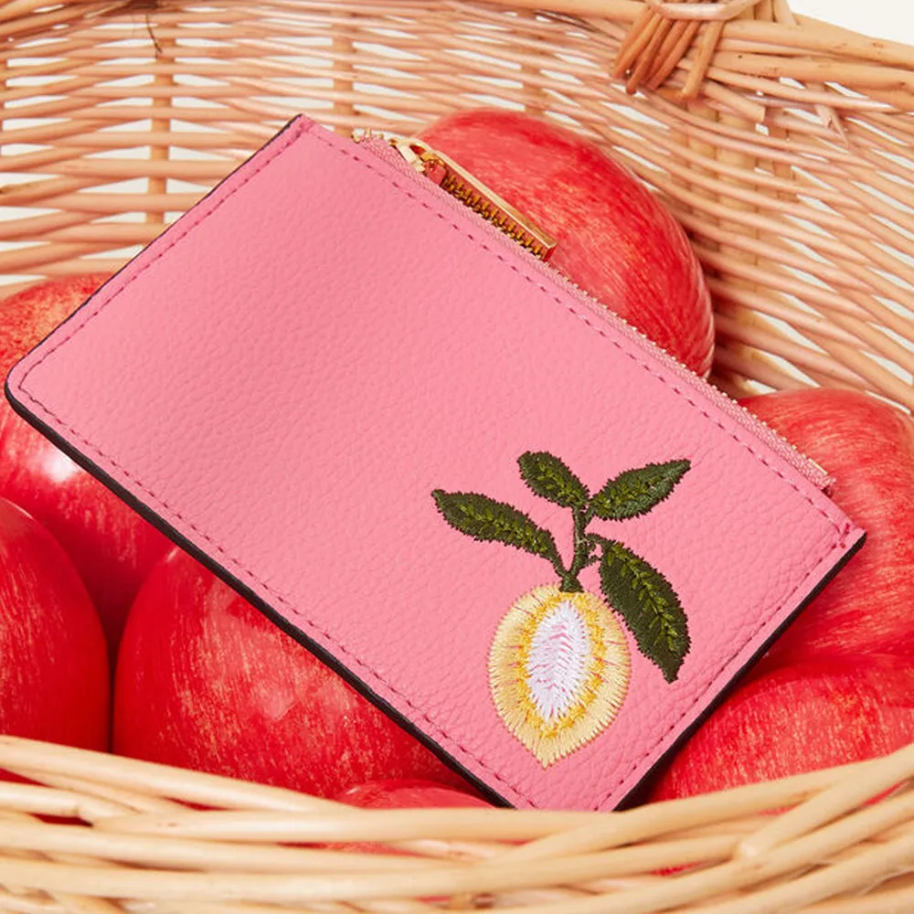 Accessorize London Pink Embroidered Fruit Cardholder