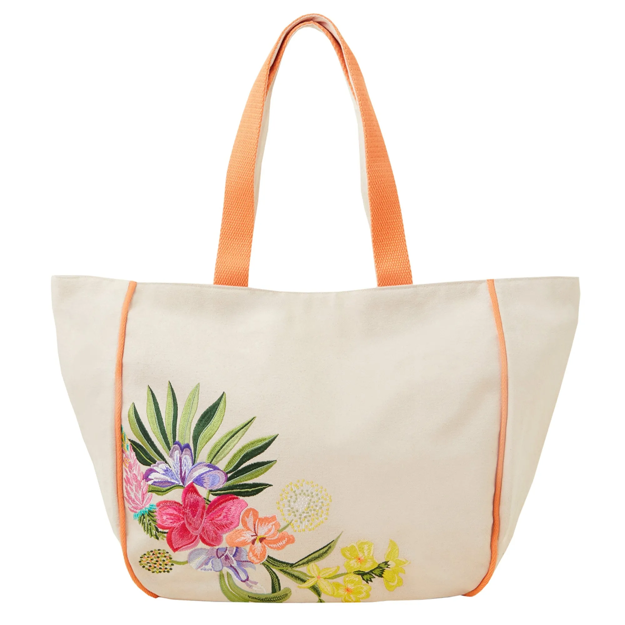 Accessorize London Women's Cream Embroidered Natural Tote