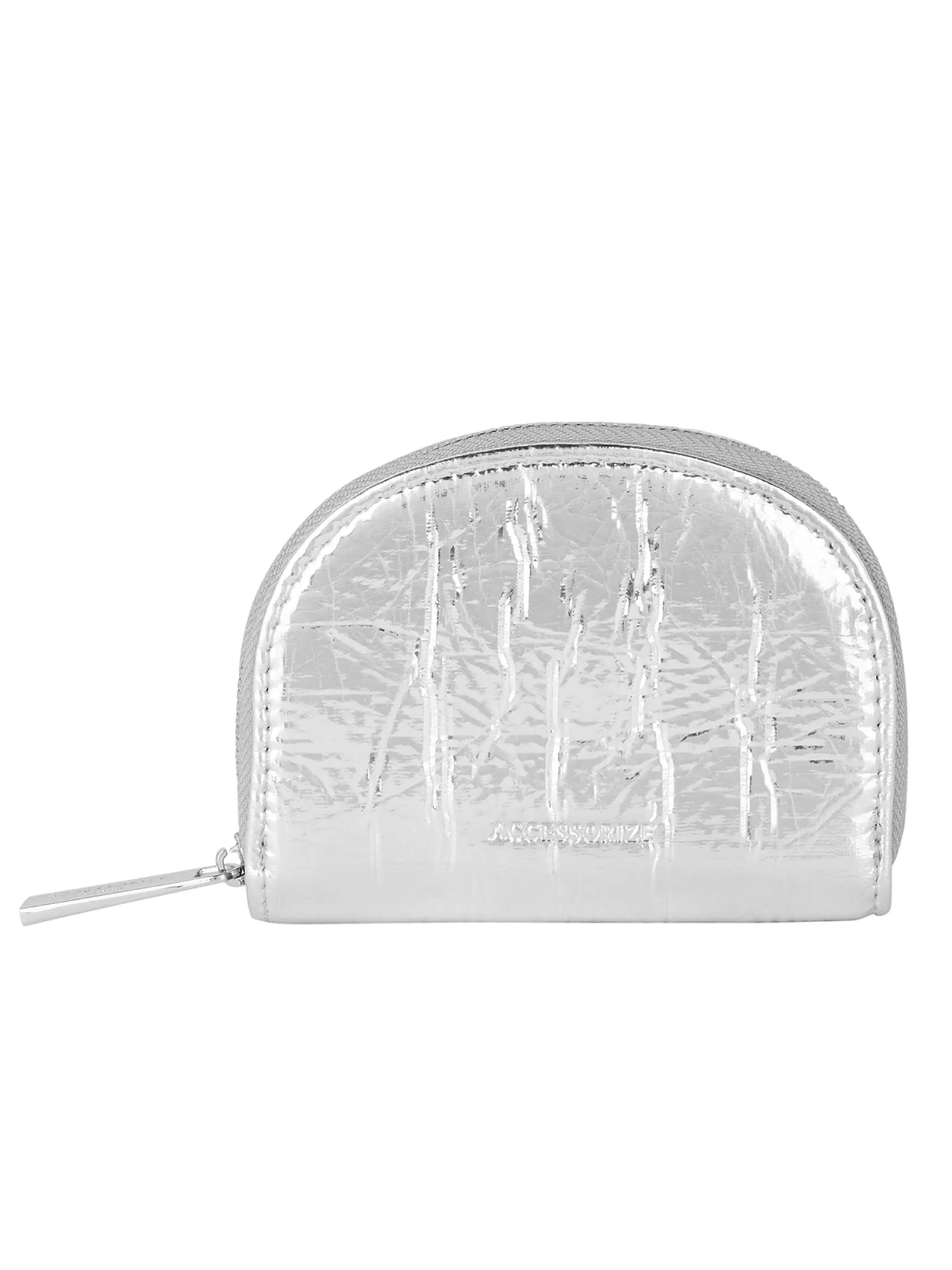 Accessorize London Women's Silver Metallic Crescent Coin Purse