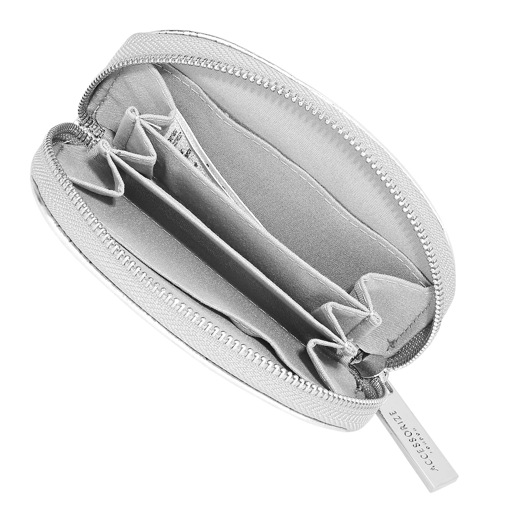 Accessorize London Women's Silver Metallic Crescent Coin Purse