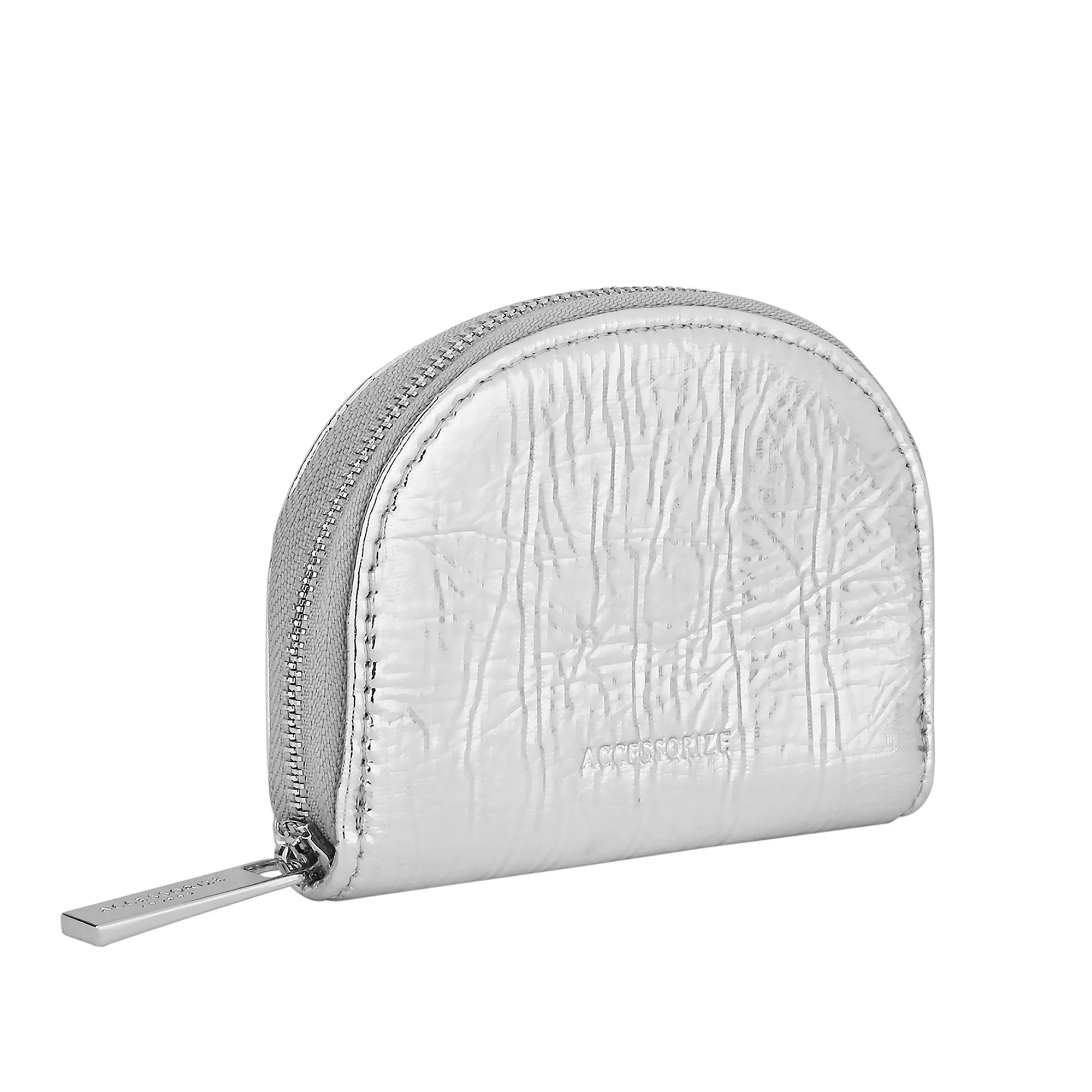 Accessorize London Women's Silver Metallic Crescent Coin Purse