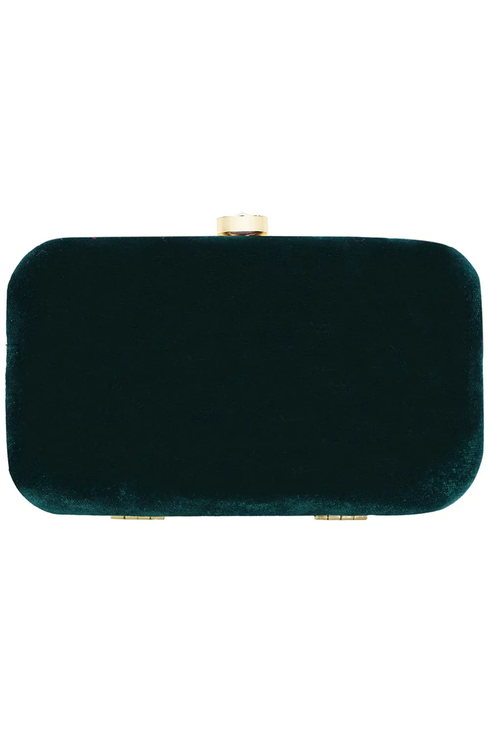 Adorn Embellished Velvet Clutch Bottle Green & Gold