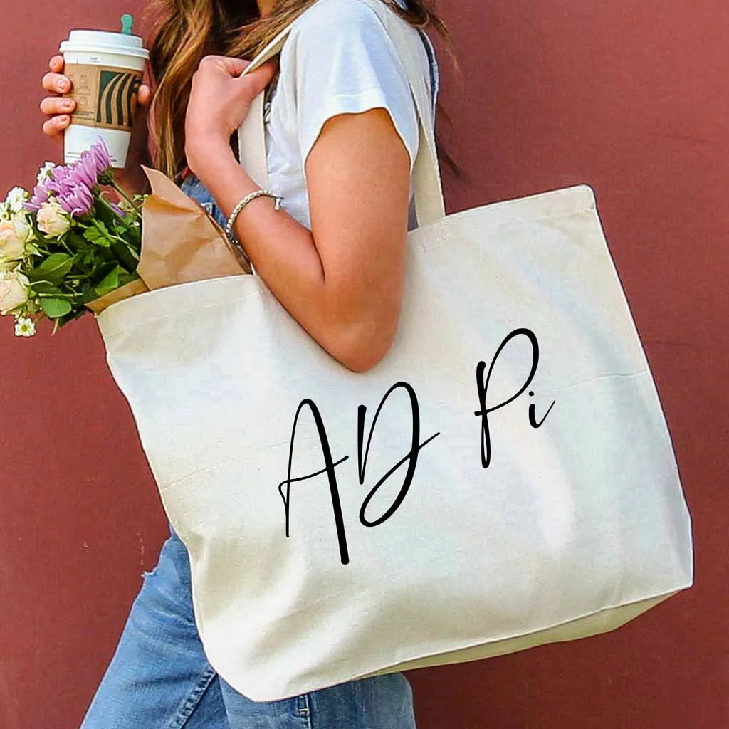 Alpha Delta Pi Script Writing Nickname Canvas Tote Bag