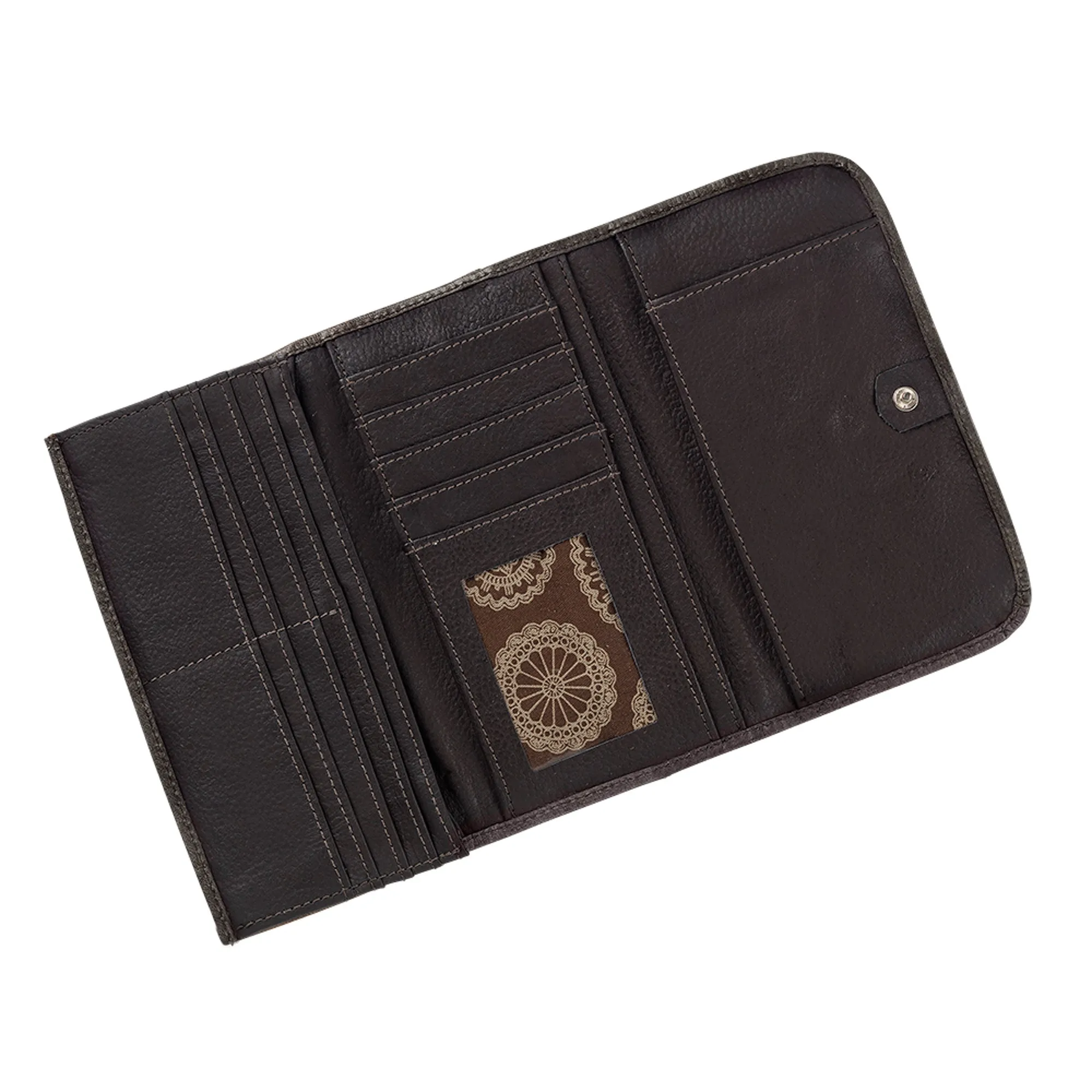 American West Chocolate Leather Trifold Wallet