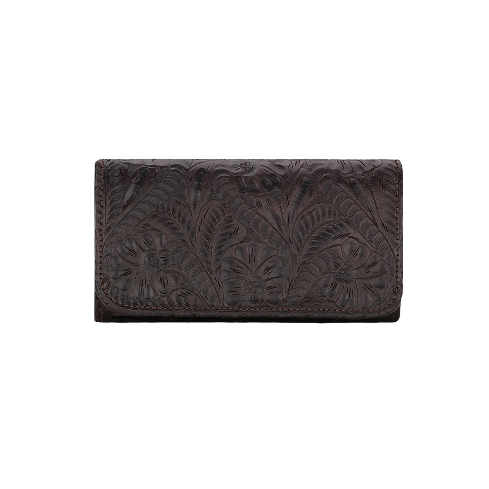 American West Chocolate Leather Trifold Wallet