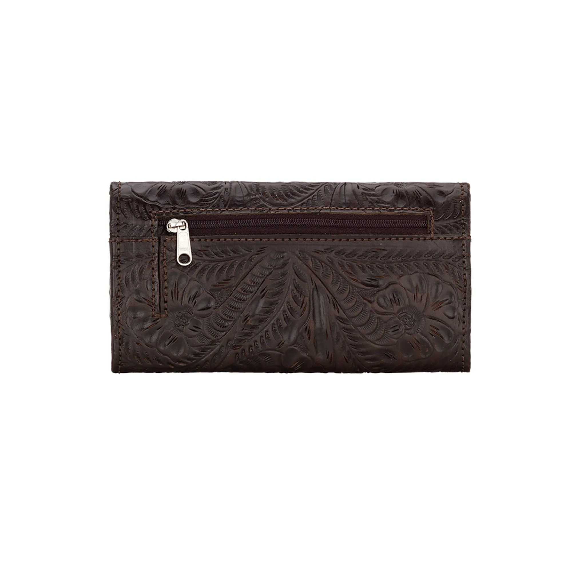 American West Chocolate Leather Trifold Wallet