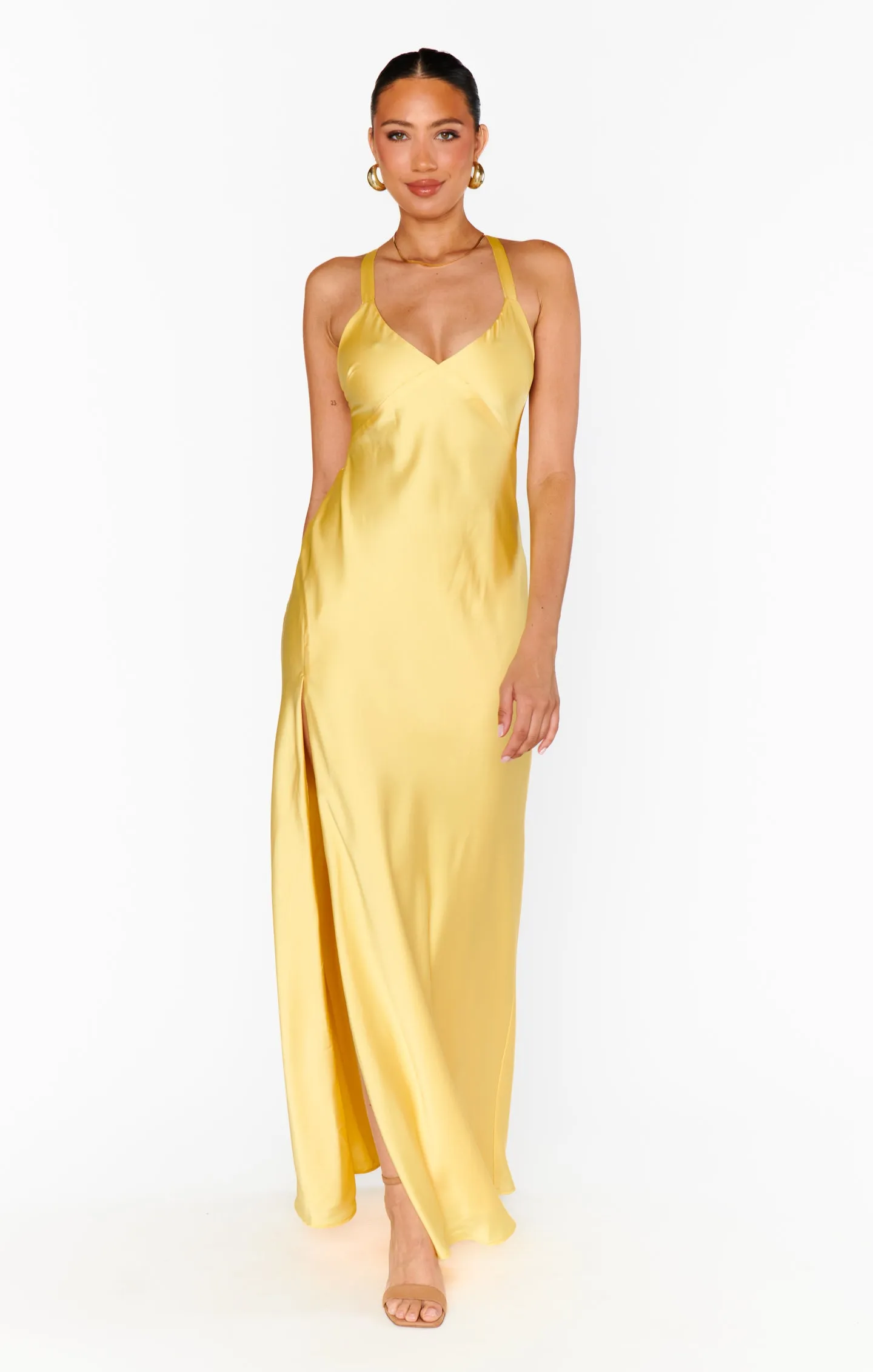 Anderson Maxi Dress ~ Yellow Luxe Satin