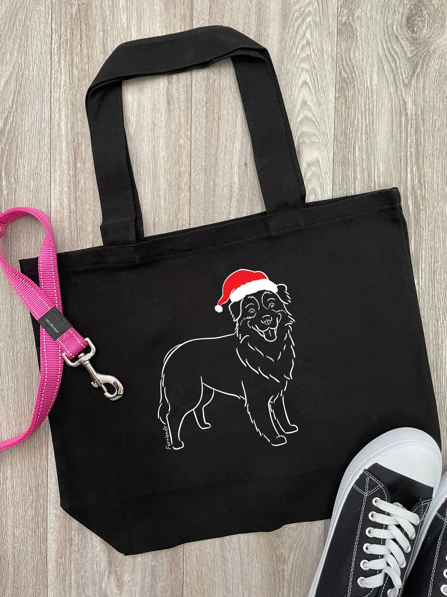 Australian Shepherd Christmas Edition Cotton Canvas Shoulder Tote Bag