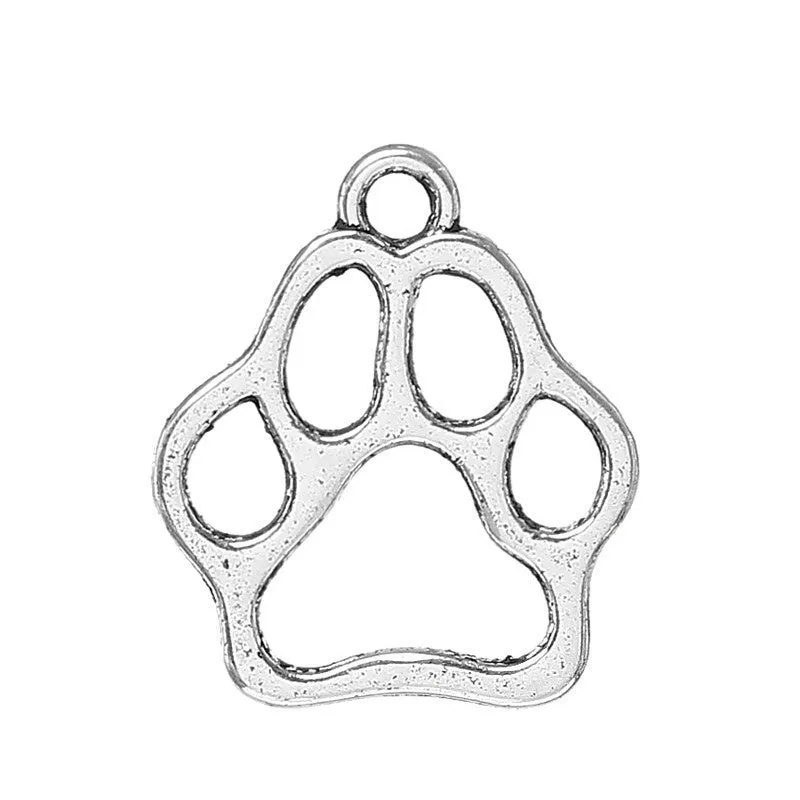 AVBeads Animals Symbol Mascot Bear Bull Dog Wolf Pack Wild Cat Panther Paw Silver 13 x 11 mm Zinc Alloy Metal Charms 50pcs