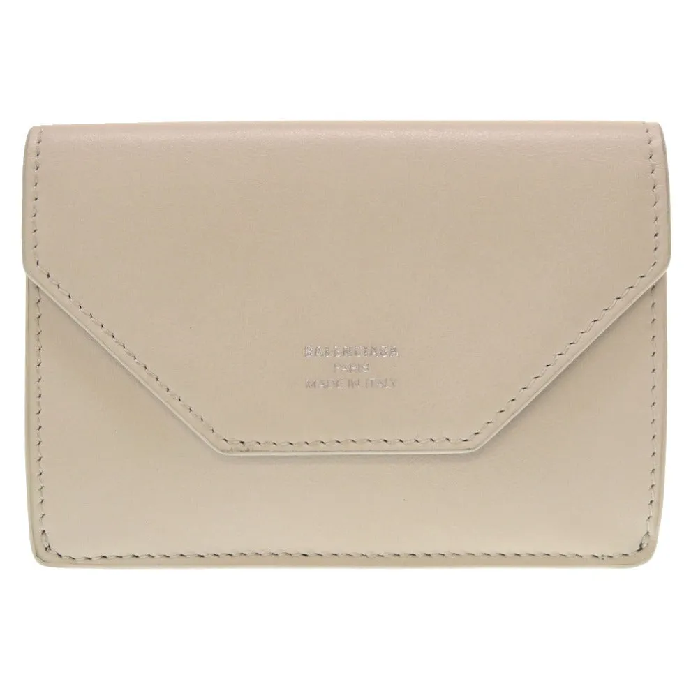 BALENCIAGA Tri-fold wallet 736730 leather Ivory Compact wallet Women