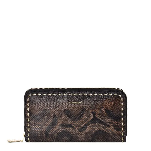 BD211PI - Cuadra black fashion python leather wallet clutch for women