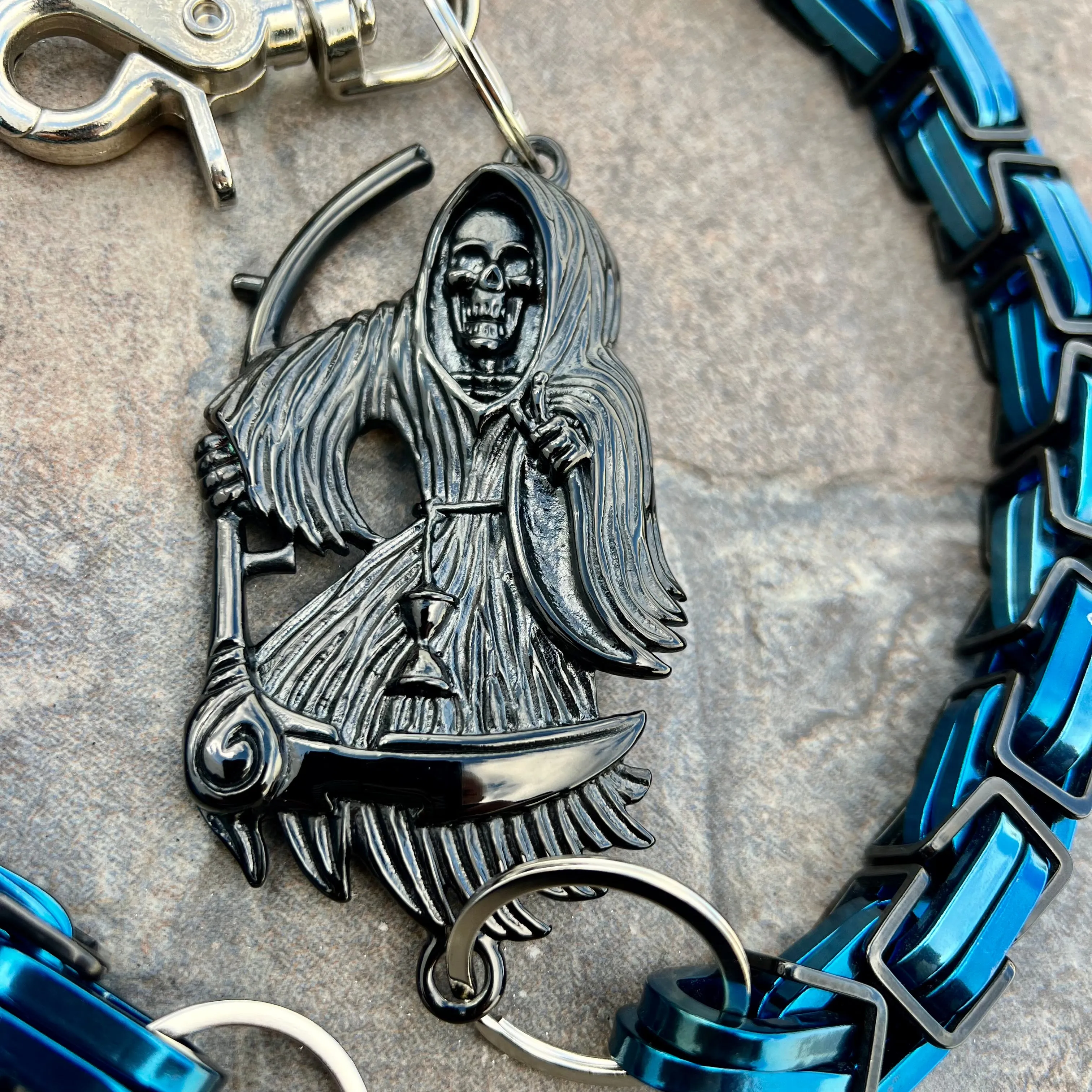 Black Grim Reaper Wallet Chain - Black & Blue Daytona CVO - WC14CVO