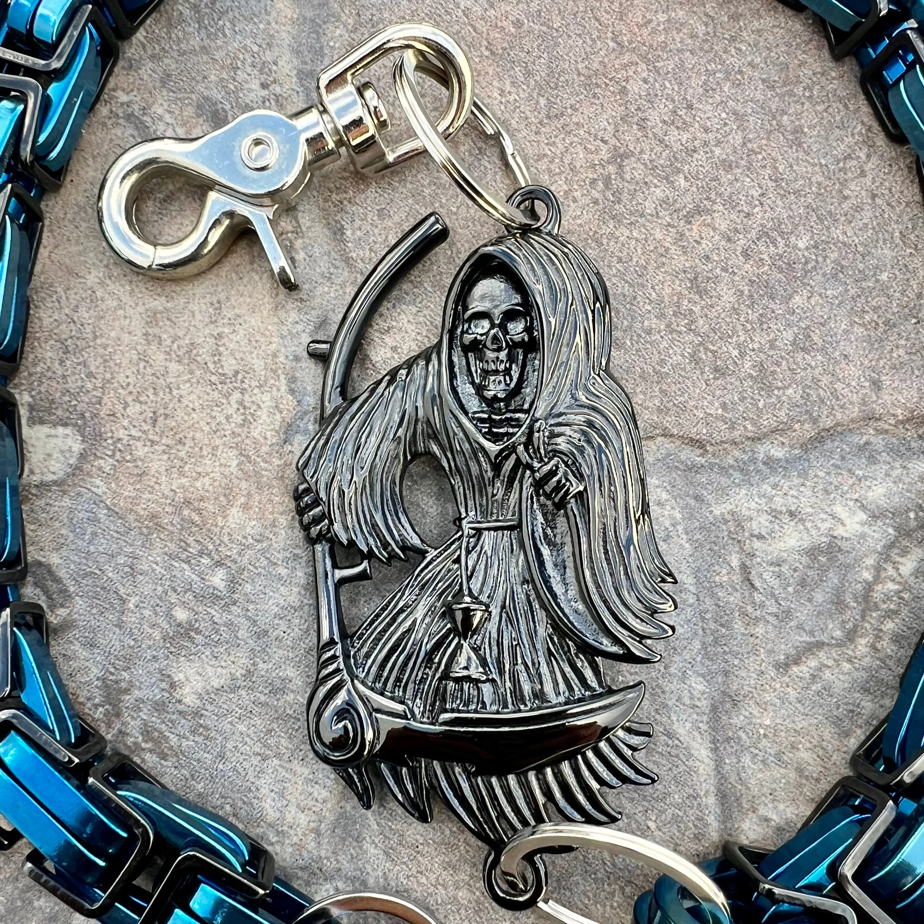 Black Grim Reaper Wallet Chain - Black & Blue Daytona CVO - WC14CVO