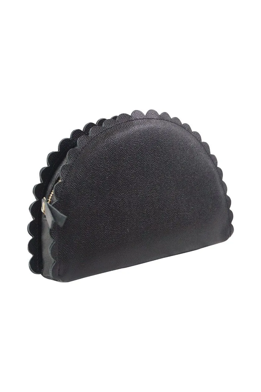 Black Italian Alpina Leather Annie Taco Clutch