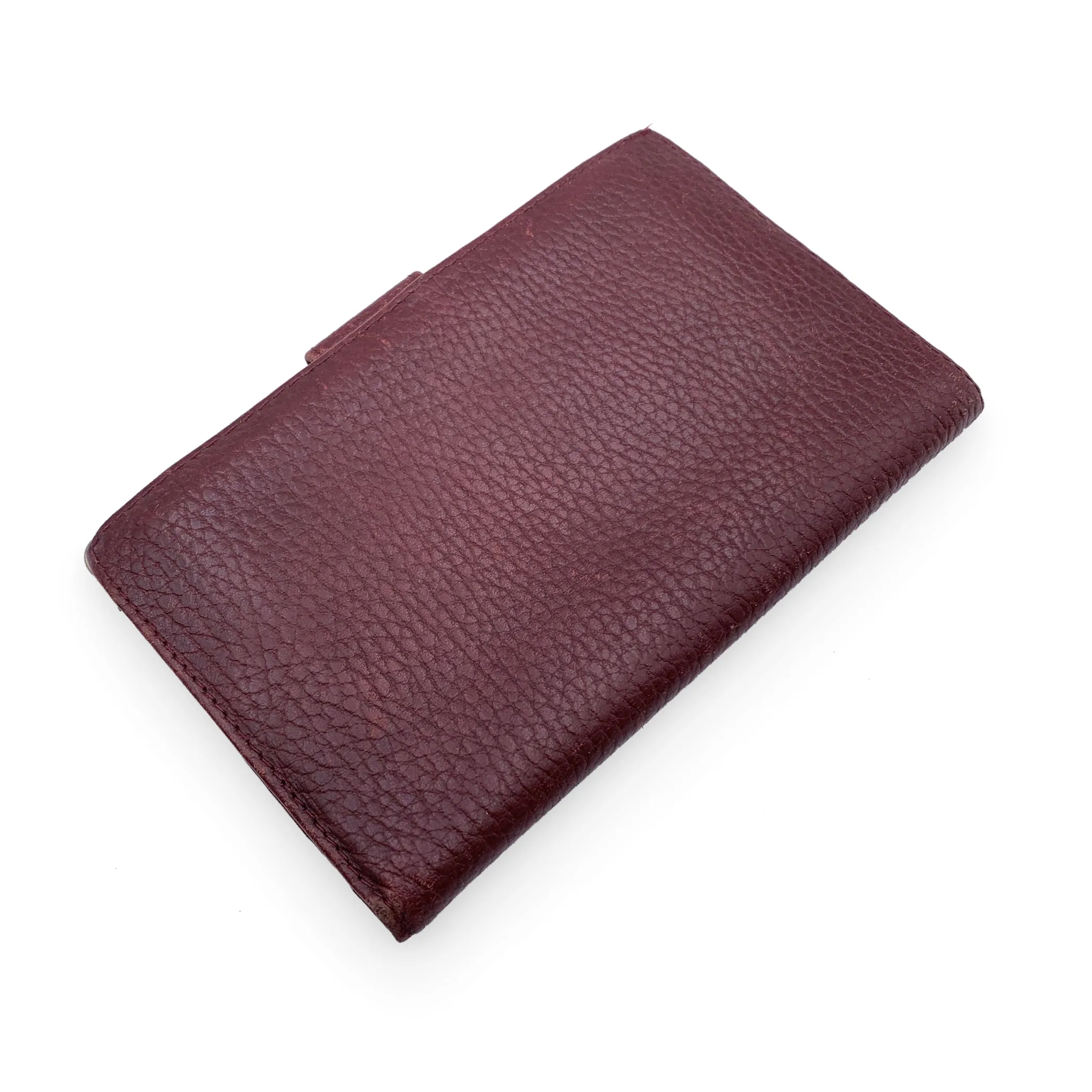 Cartier Vintage Burgundy Leather Bifold Wallet Coin Purse