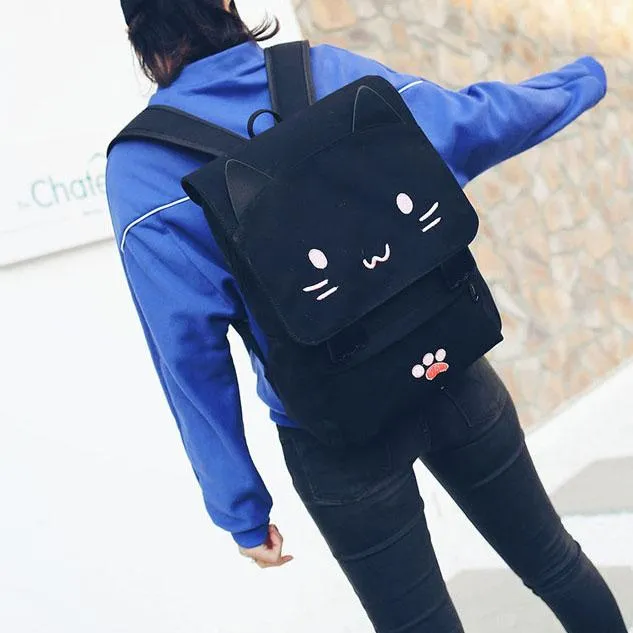 Cat Ears Canvas Backpack SD00730