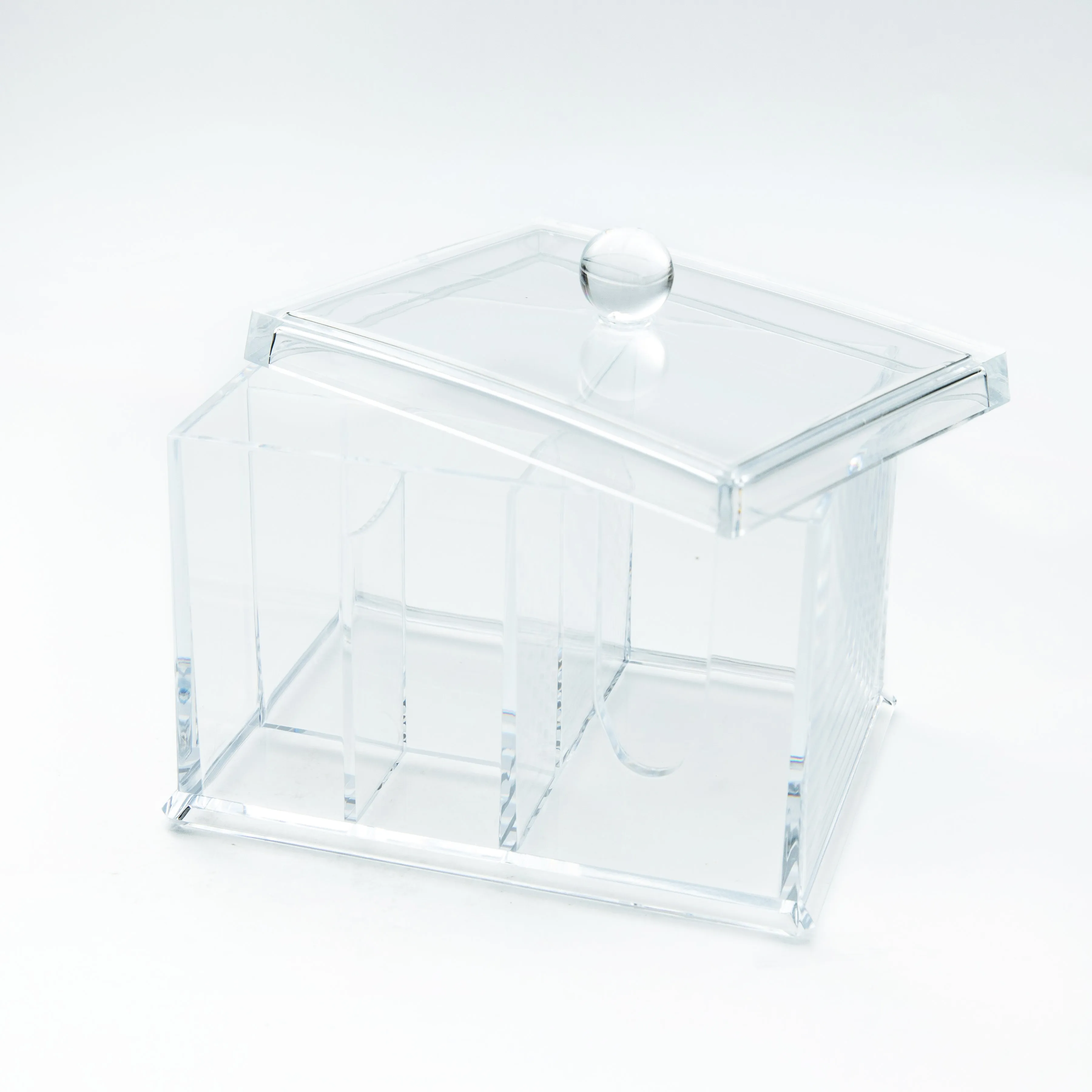 Clear Rectangular Multi-Slots Cosmetic Organizer with Lid