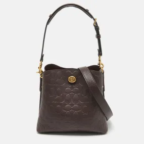 Coach  Signature Embossed Leather Willow Shoulder Bag