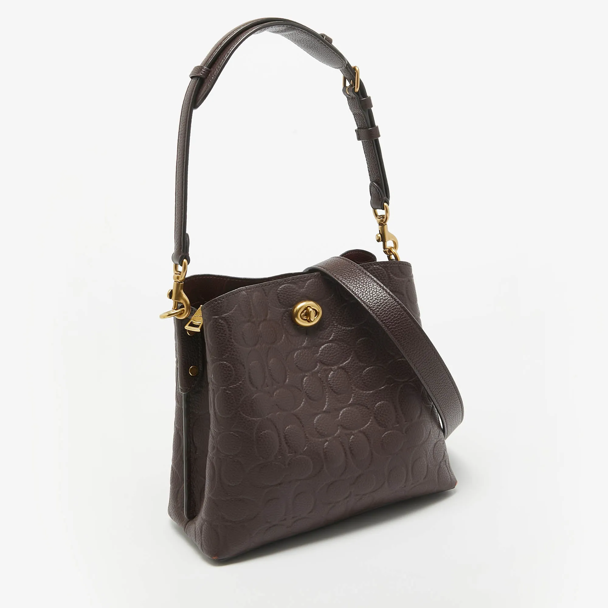 Coach  Signature Embossed Leather Willow Shoulder Bag