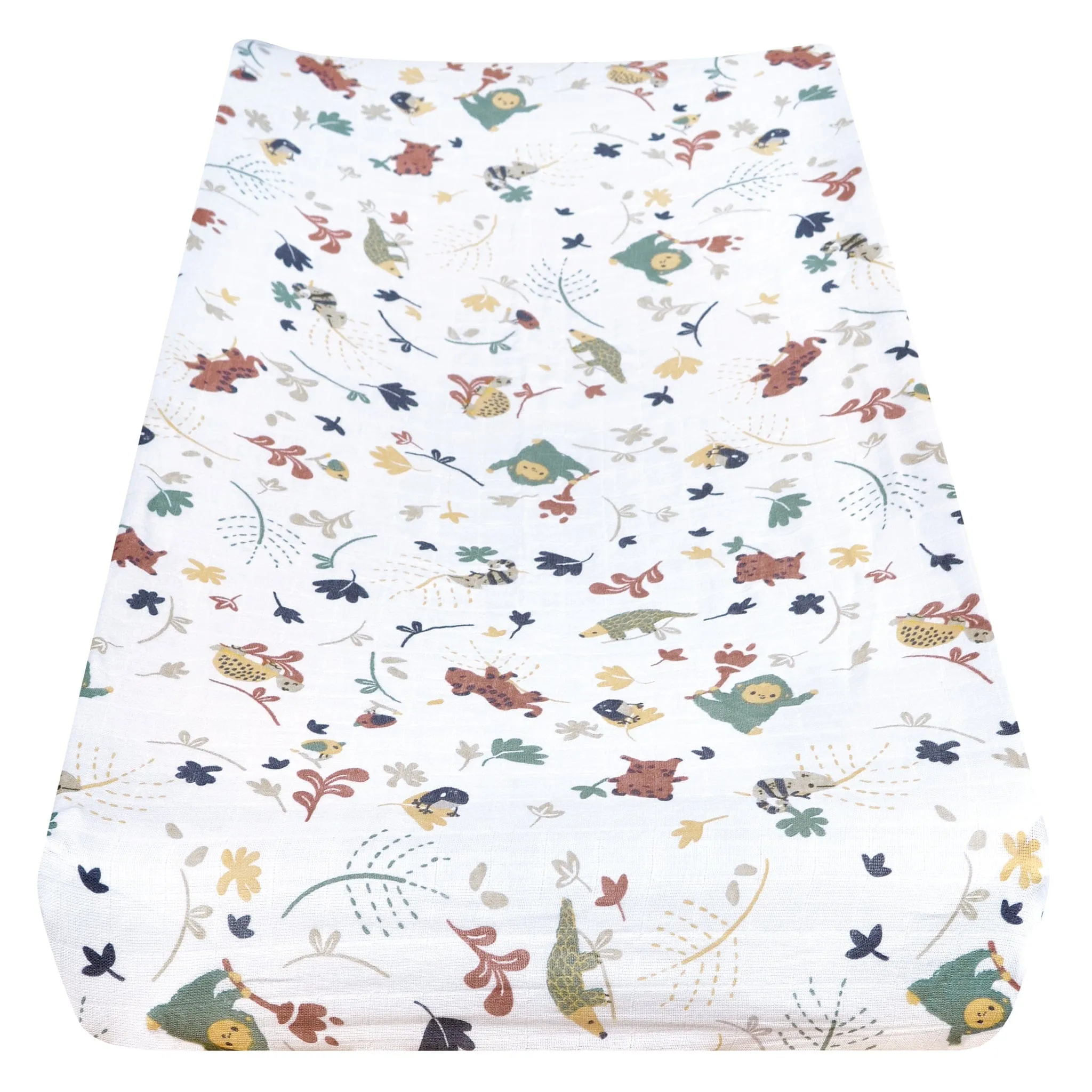 Cotton muslin change pad cover - Green Jungle