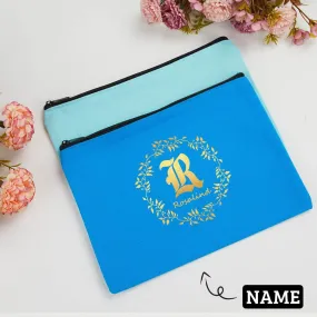 Custom Name Wreath Makeup Bag Toiletry Bag Bridesmaid Proposal Custom Clutch