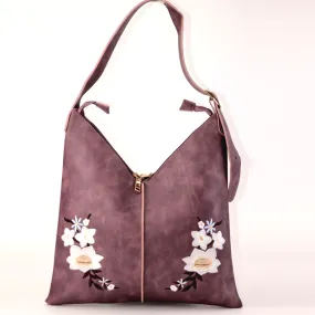 Flower Embroidery Leather Hand Bags For Girls