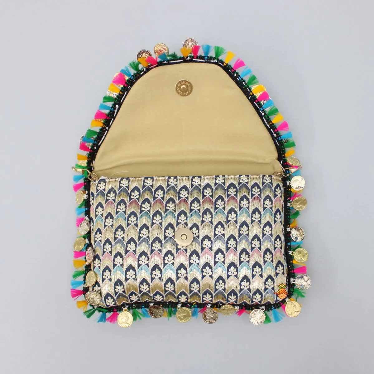 Fringes And Coin Tassels Enhanced Sling Bag