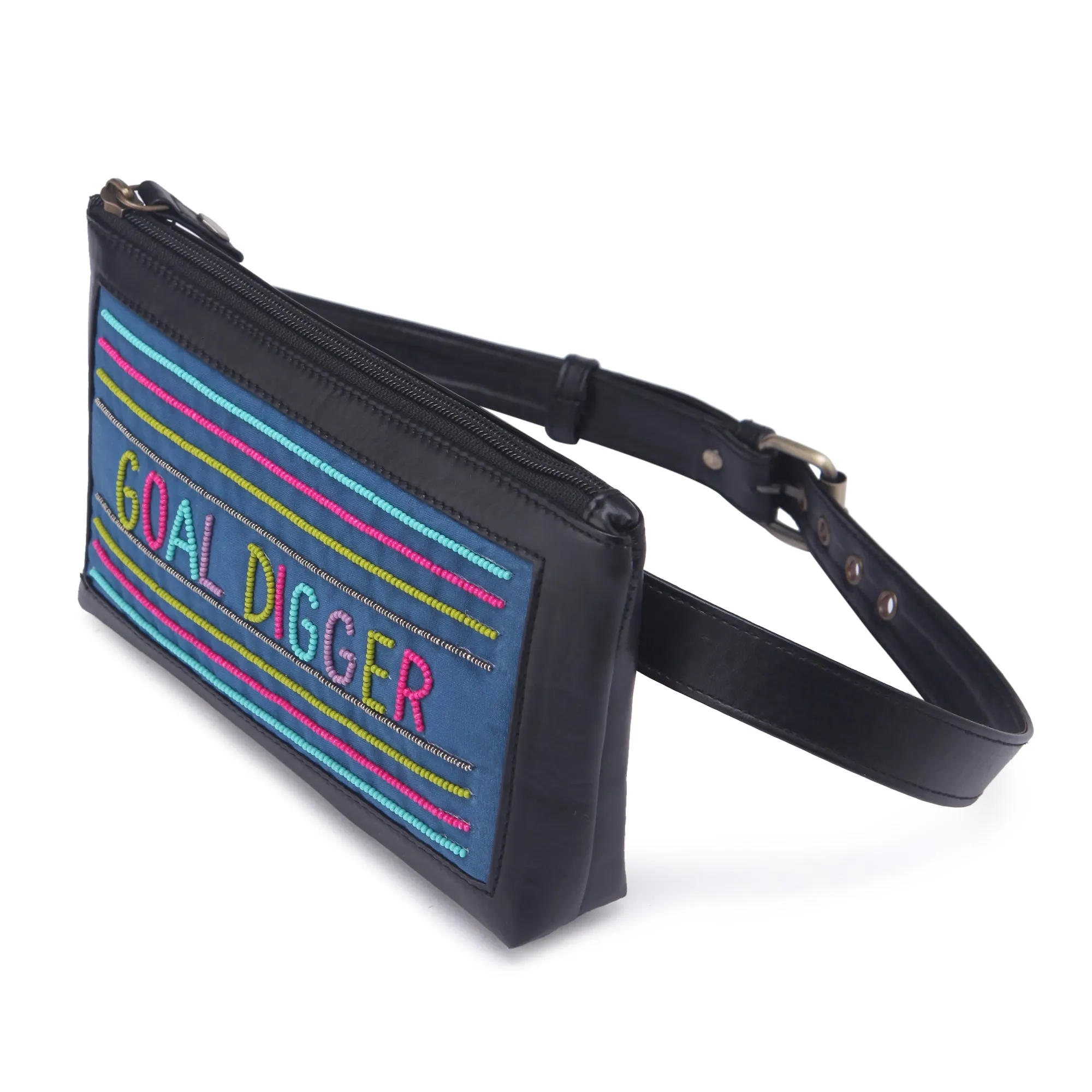 Goal digger Hand Embroidery waist belt bag