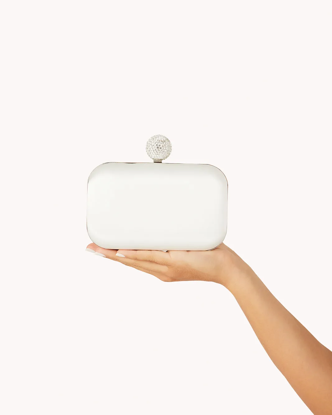 Elegant White Satin Hanna Clutch Bag