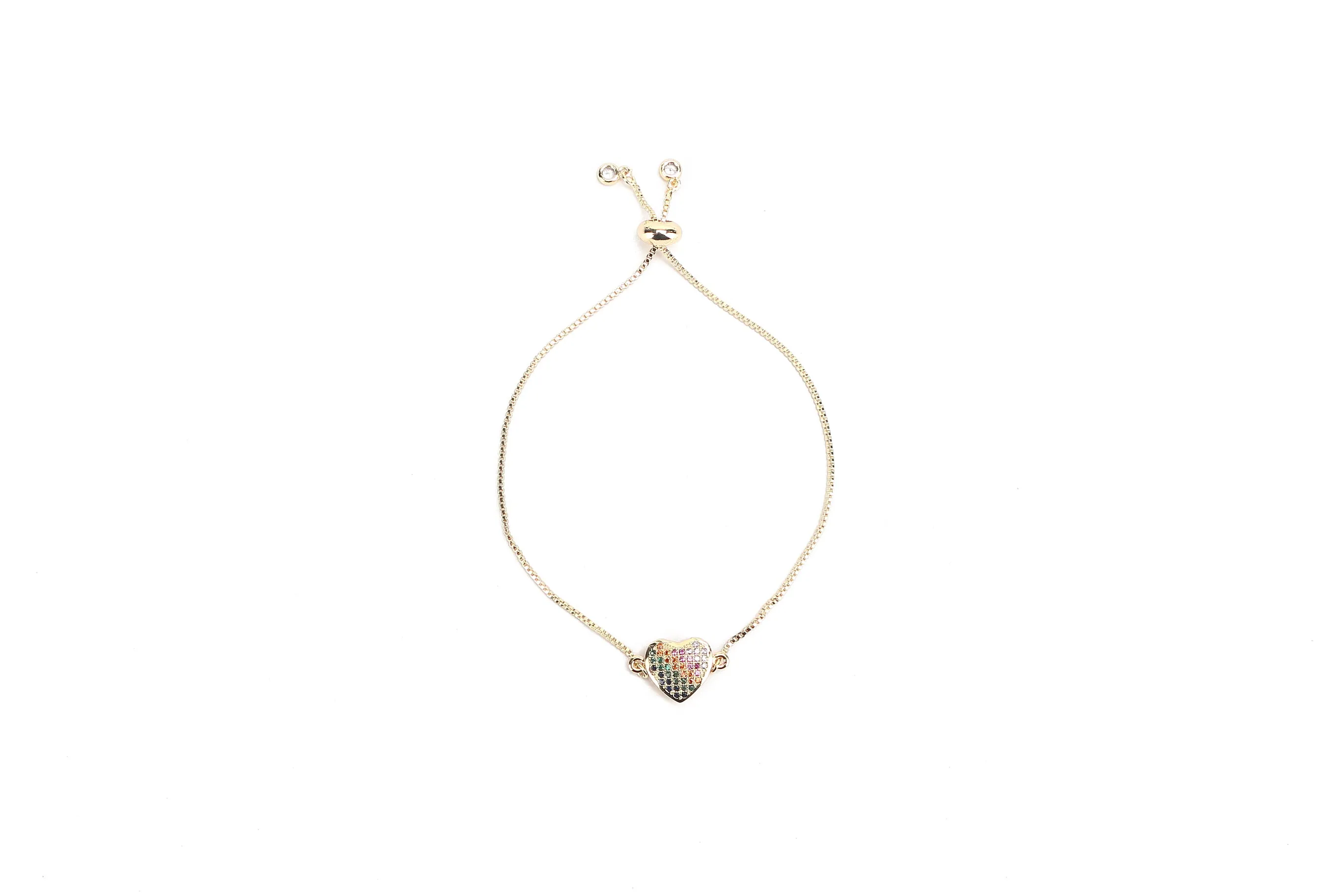 JW Crystal Bracelet Heart Gold