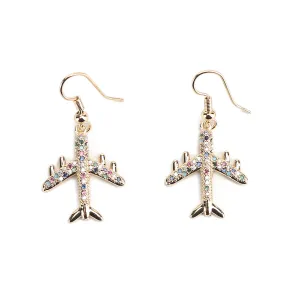 JW Crystal Earring Airplane Gold