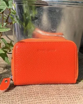 Leather Card Holder Purse - Orange