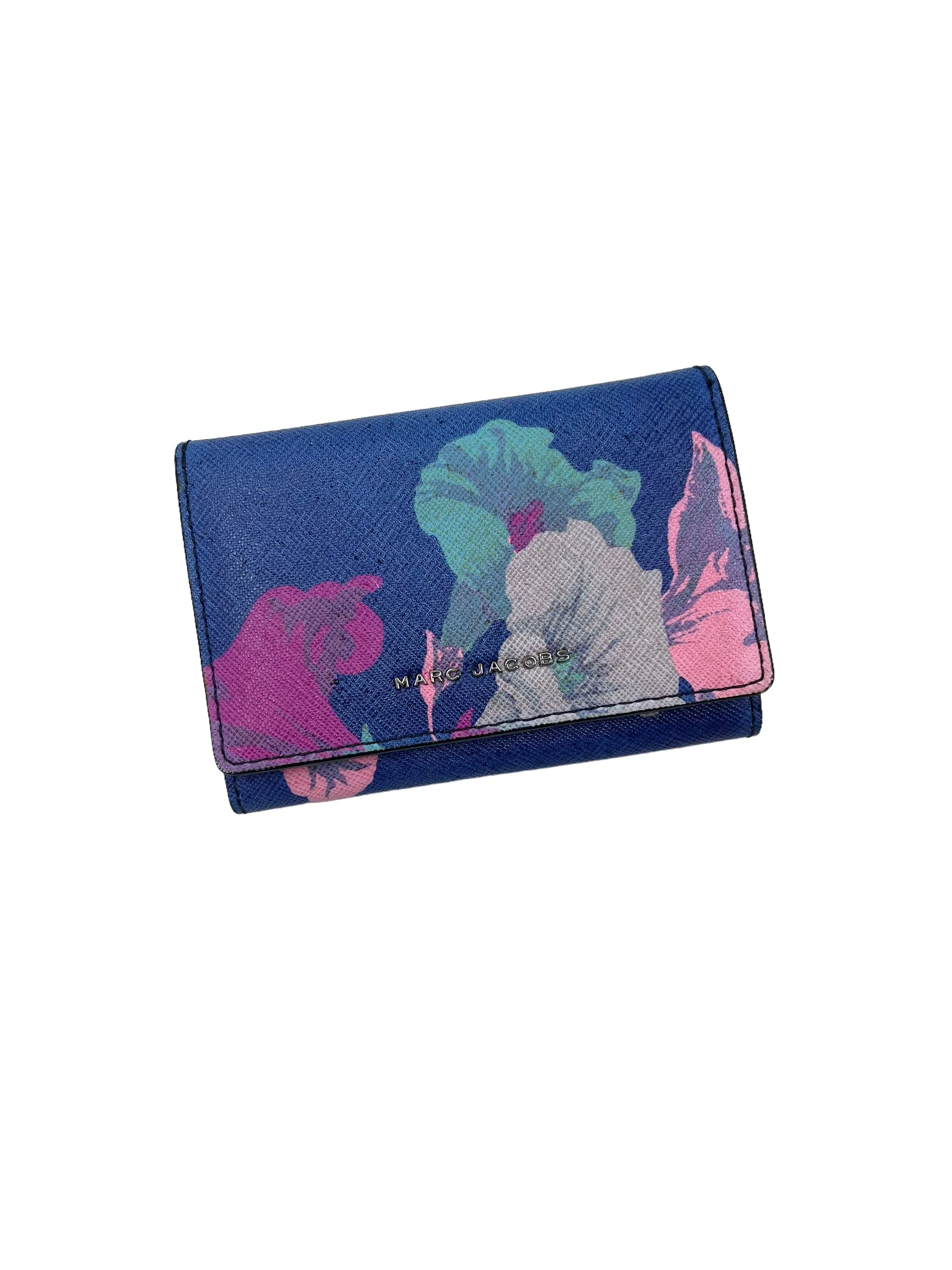 Marc Jacobs Blue Floral Leather Bifold Wallet