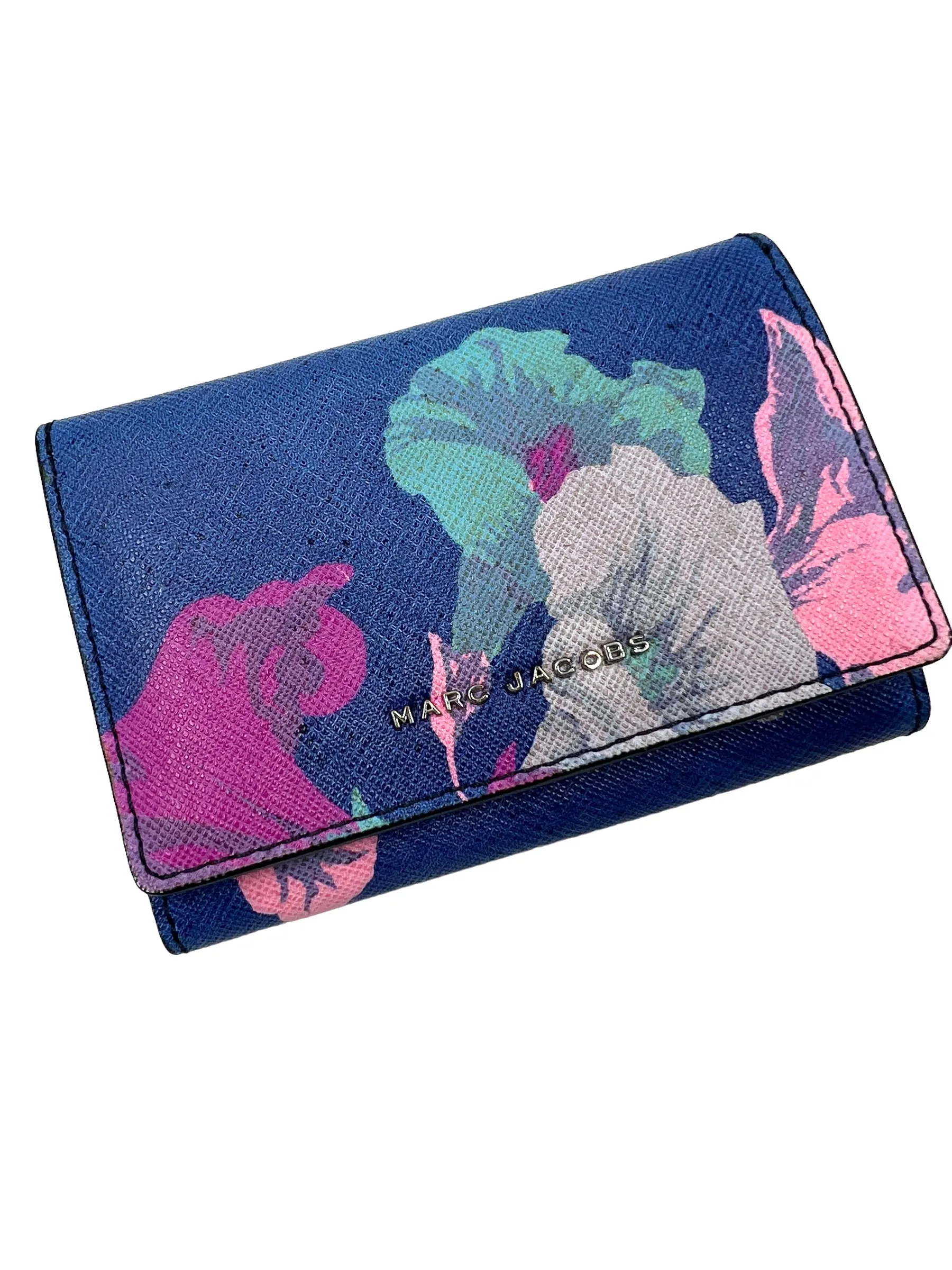 Marc Jacobs Blue Floral Leather Bifold Wallet