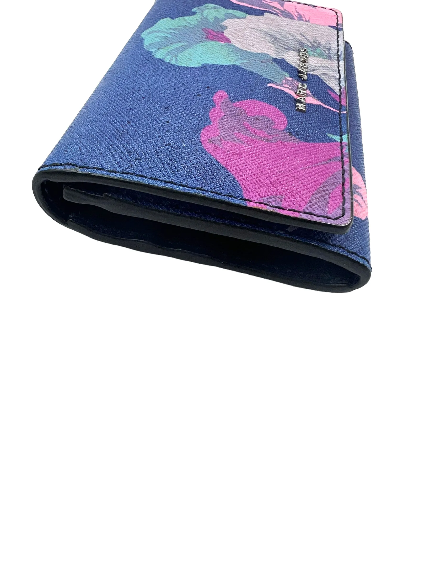 Marc Jacobs Blue Floral Leather Bifold Wallet