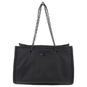 Prada Black Nylon Tessuto Two Way Chain Shopping Tote Bag