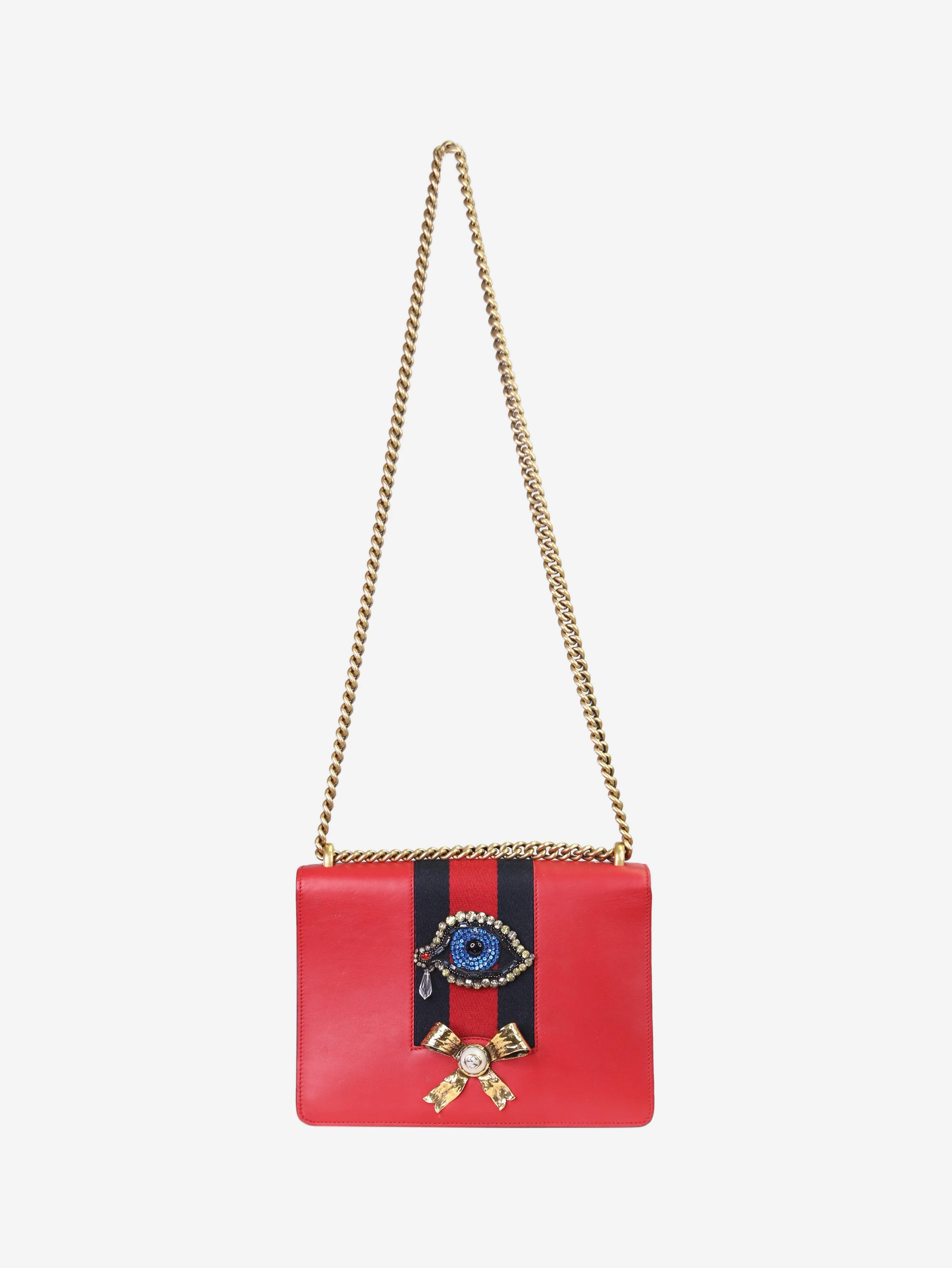 Red Peony eye shoulder bag