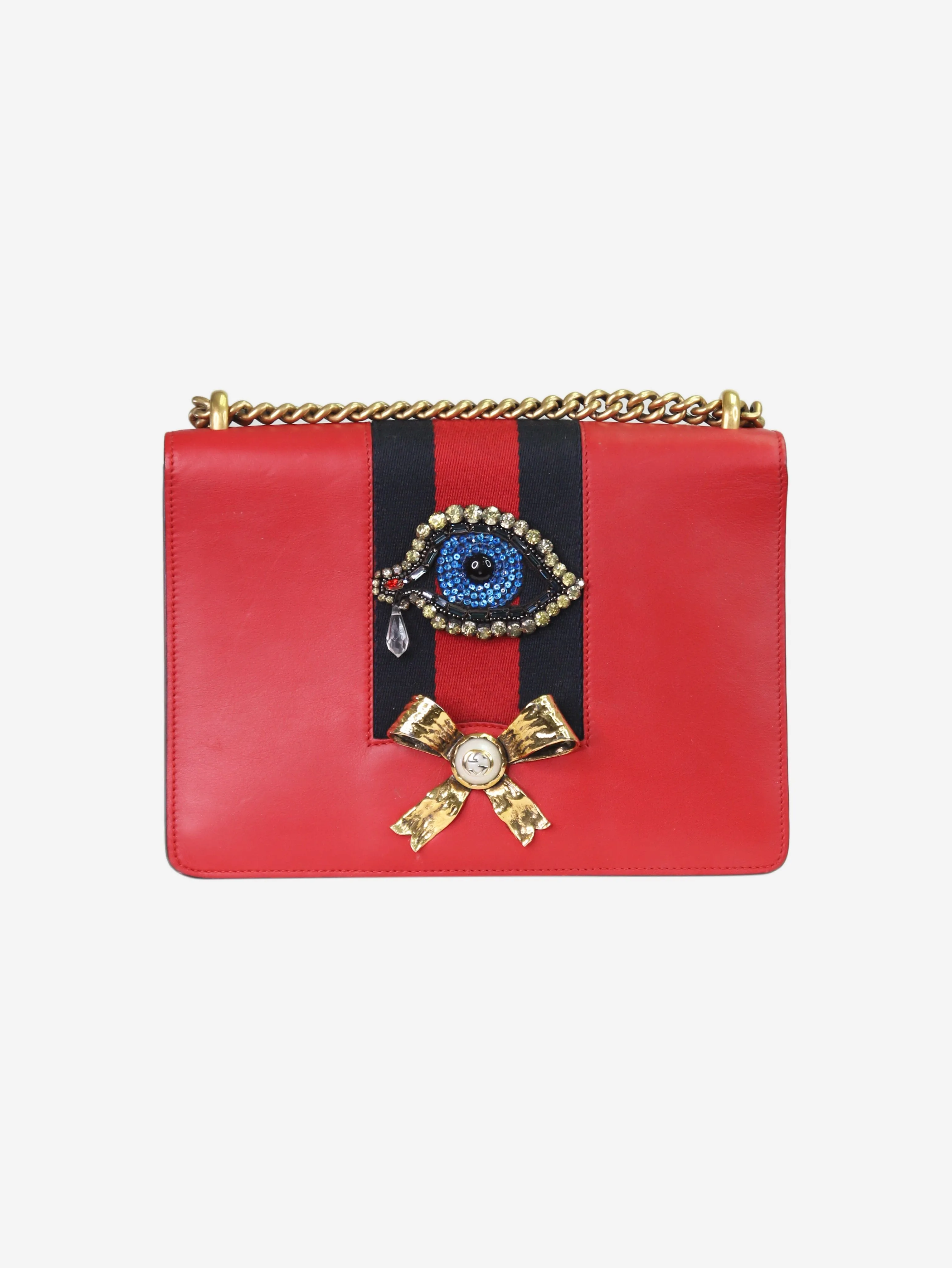 Red Peony eye shoulder bag