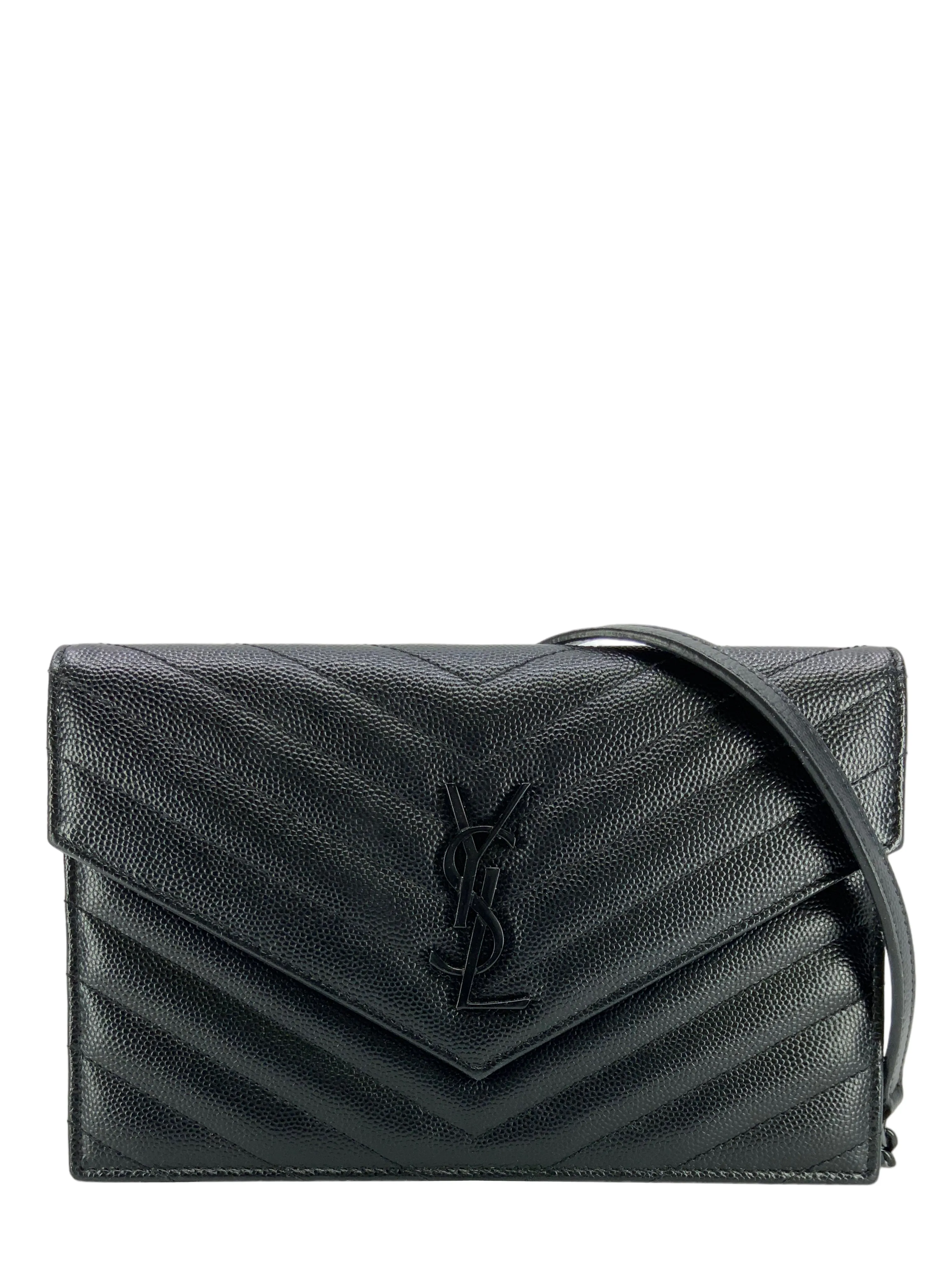 SAINT LAURENT Cassandre Matelasse Envelope Chain Wallet