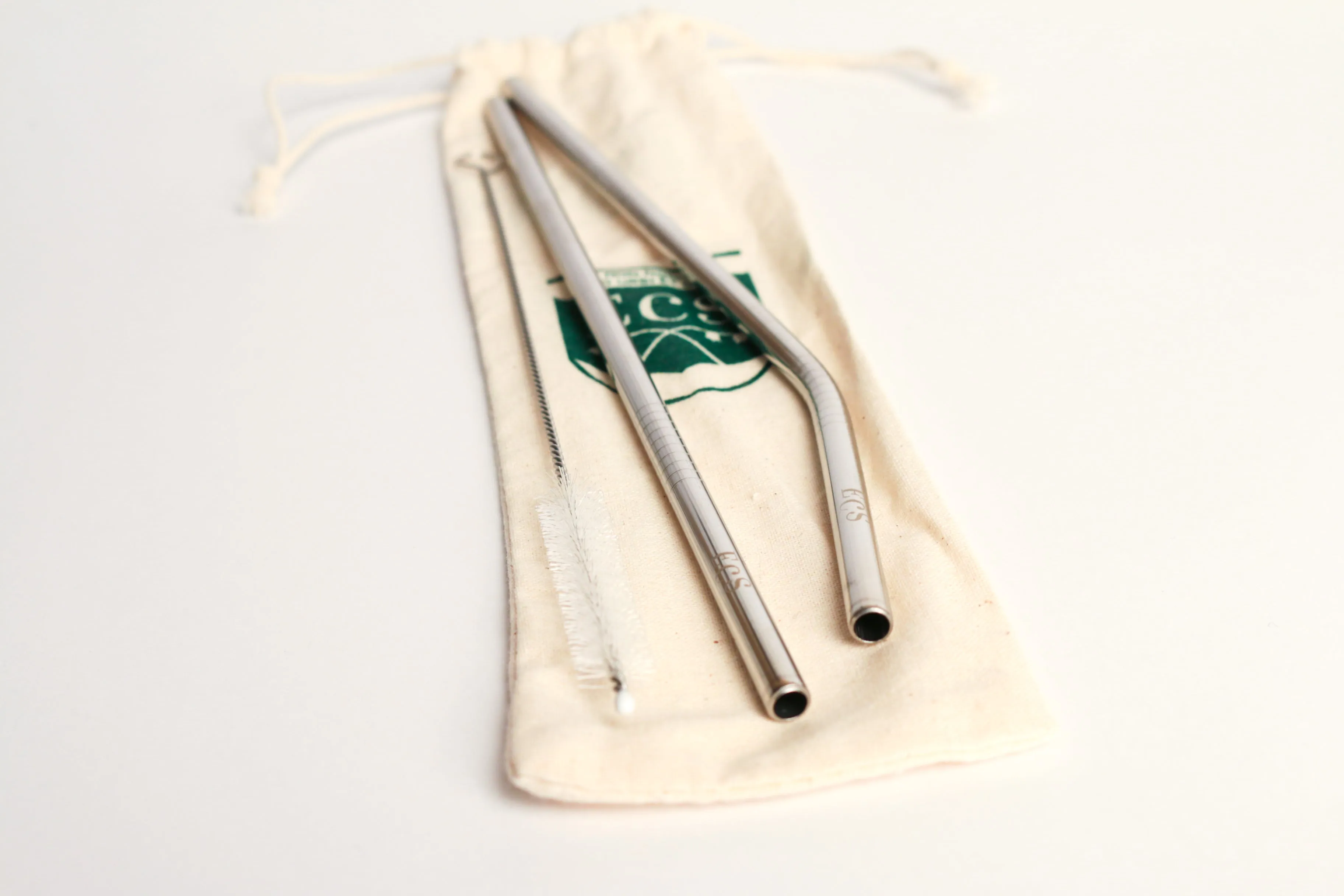 Set of Two Stainless Steel Straws