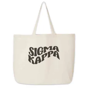 Sigma Kappa Large Canvas Sorority Tote Bag with Simple Mod Design