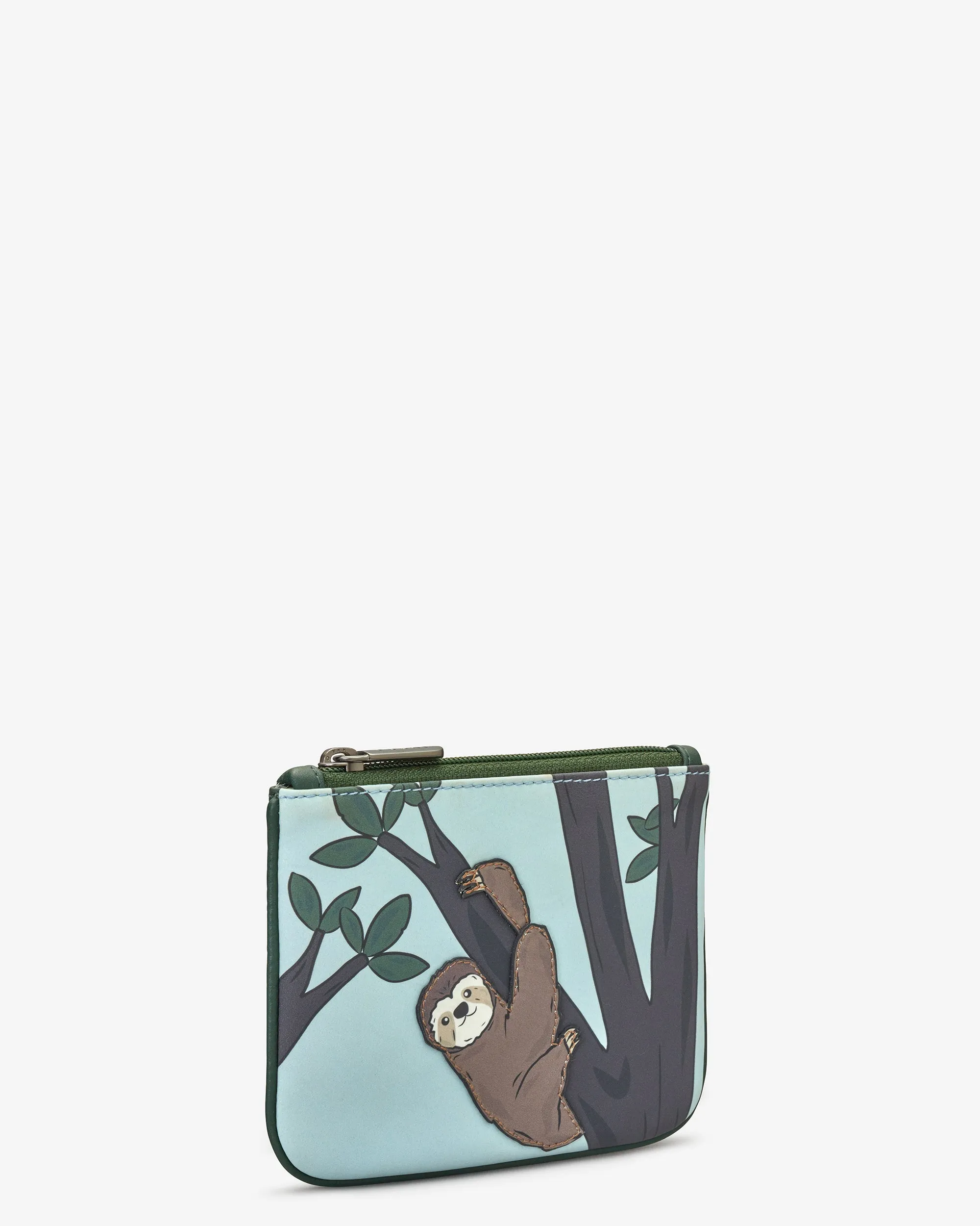 Sloth Zip Top Leather Purse