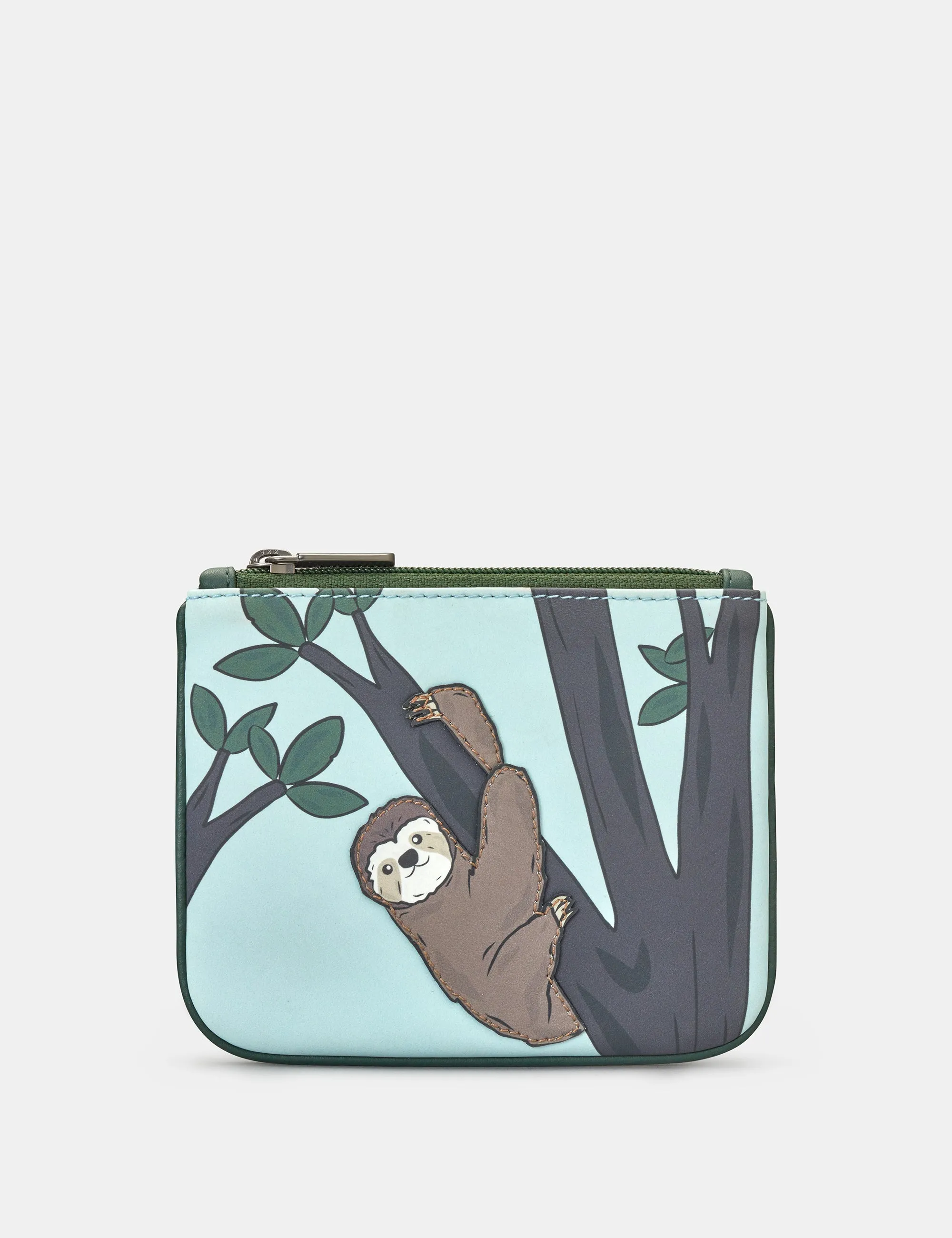 Sloth Zip Top Leather Purse