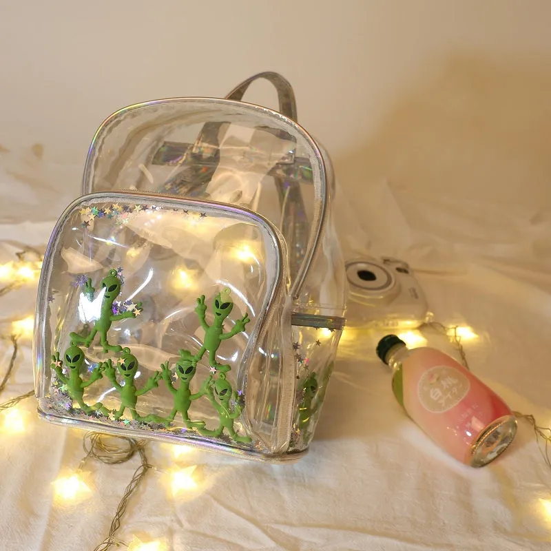 STREET FASHION LASER ALIEN TRANSPARENT BACKPACK BY91005