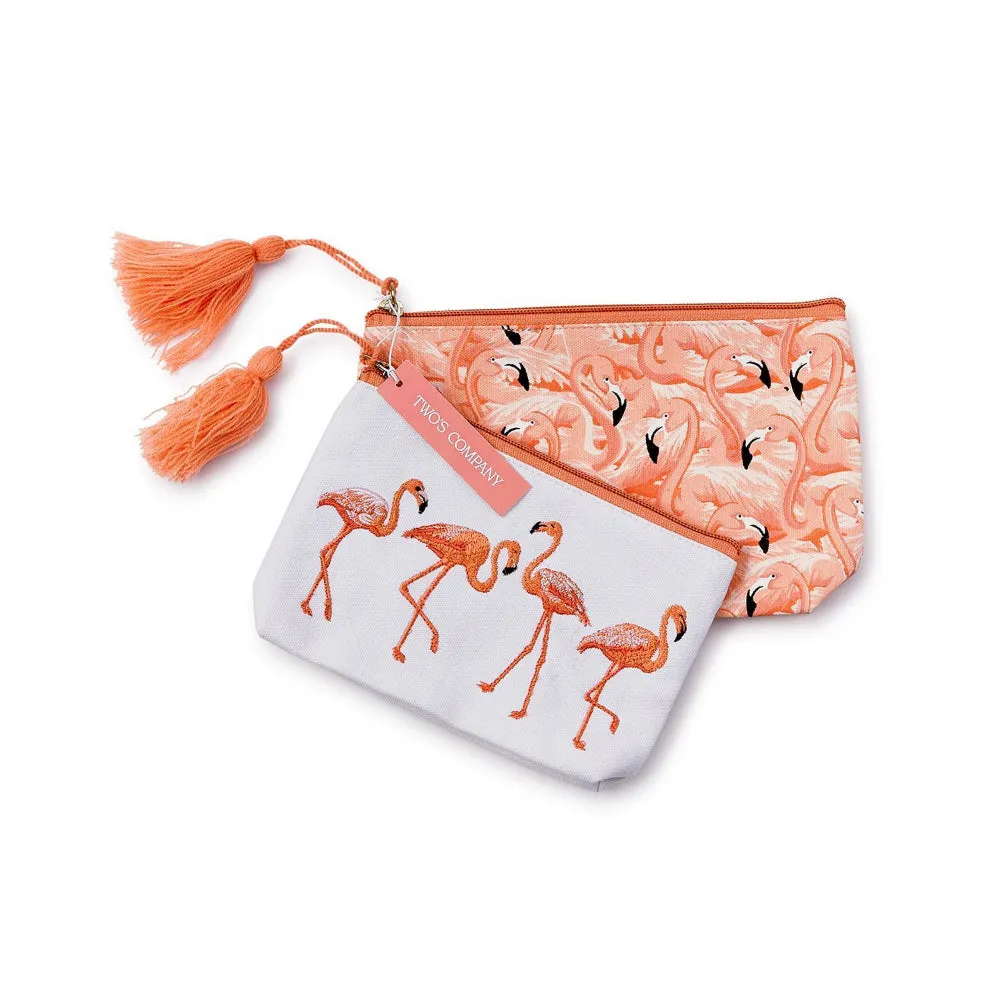 Two's Company Flamingo Pouch - Set of 2